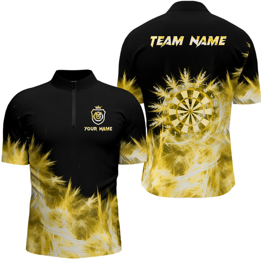Individuelles Eisgelbes Licht Herren Shirt mit Viertelreißverschluss, Dart Trikot für Team TDM3181