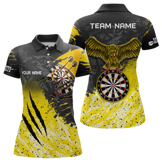 Individuelles Schwarz-Gelbes Adler-Dartbrett Dart-Poloshirt für Damen, Dart-Trikot-Team TDM3521