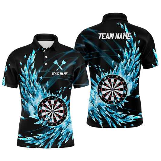 Individuelles Blaues Gefrorenes Icy Herren Poloshirt, Dart Shirts Für Team Dart Trikot TDM1210
