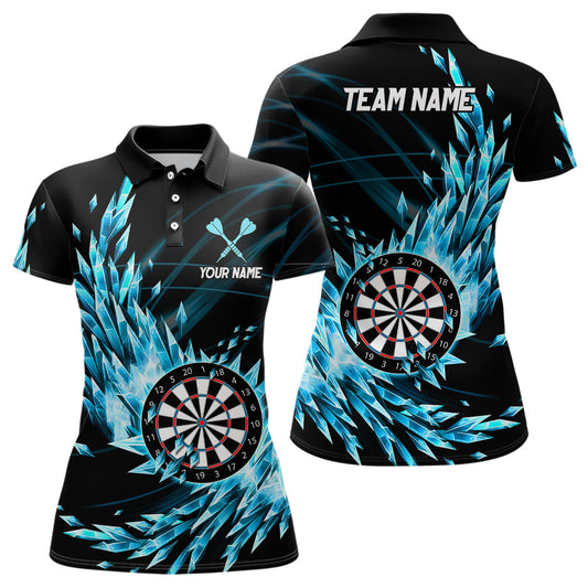 Individuelles Blaues Gefrorenes Icy Herren Poloshirt, Dart Shirts Für Team Dart Trikot TDM1210