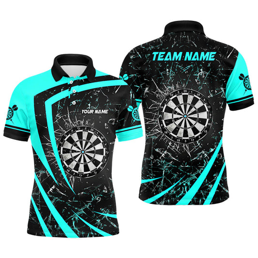 Türkisfarbene „Glassprung“-Dartshirts für Herren, lustige individuelle Darttrikots Polo & 1/4-Zip TDM3876