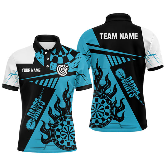 Individuelles Blau und Schwarzes Dart Herren Poloshirt, Bestes Dart Teamtrikot Bekleidung TDM1991