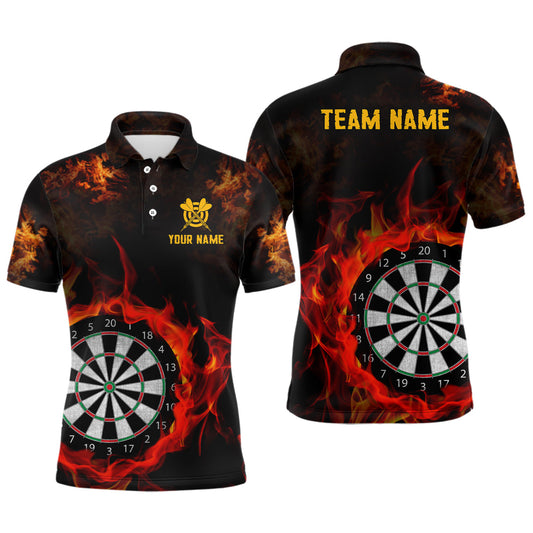 Individuelles Feuer Flamme Dartboard Herren Poloshirt, Dart Shirts Für Team Dart Trikot TDM1226
