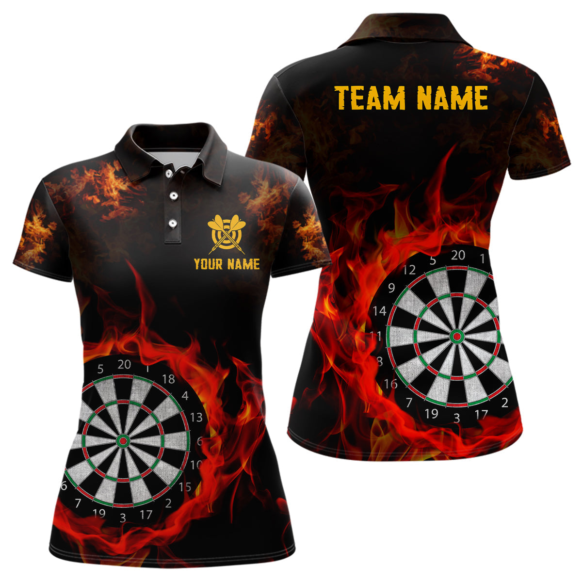 Individuelles Feuer Flamme Dartboard Herren Poloshirt, Dart Shirts Für Team Dart Trikot TDM1226