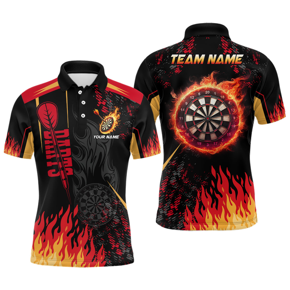 Individuelles Dartbrett Feuerflamme Dart Poloshirt Für Herren, Darttrikot TDM1437