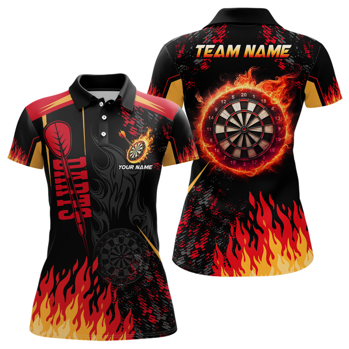 Individuelles Dartbrett Feuerflamme Dart Poloshirt Für Herren, Darttrikot TDM1437
