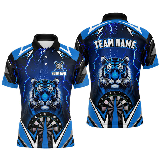 Individuelles Tiger Donner Blitz Blaues Herren Poloshirt, Dartbrett Darttrikot TDM2214