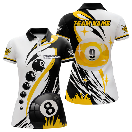 Billard 8-Ball & 9-Ball Poloshirt für Damen, individuelle Teamnamen-Billardkleidung TDM1229