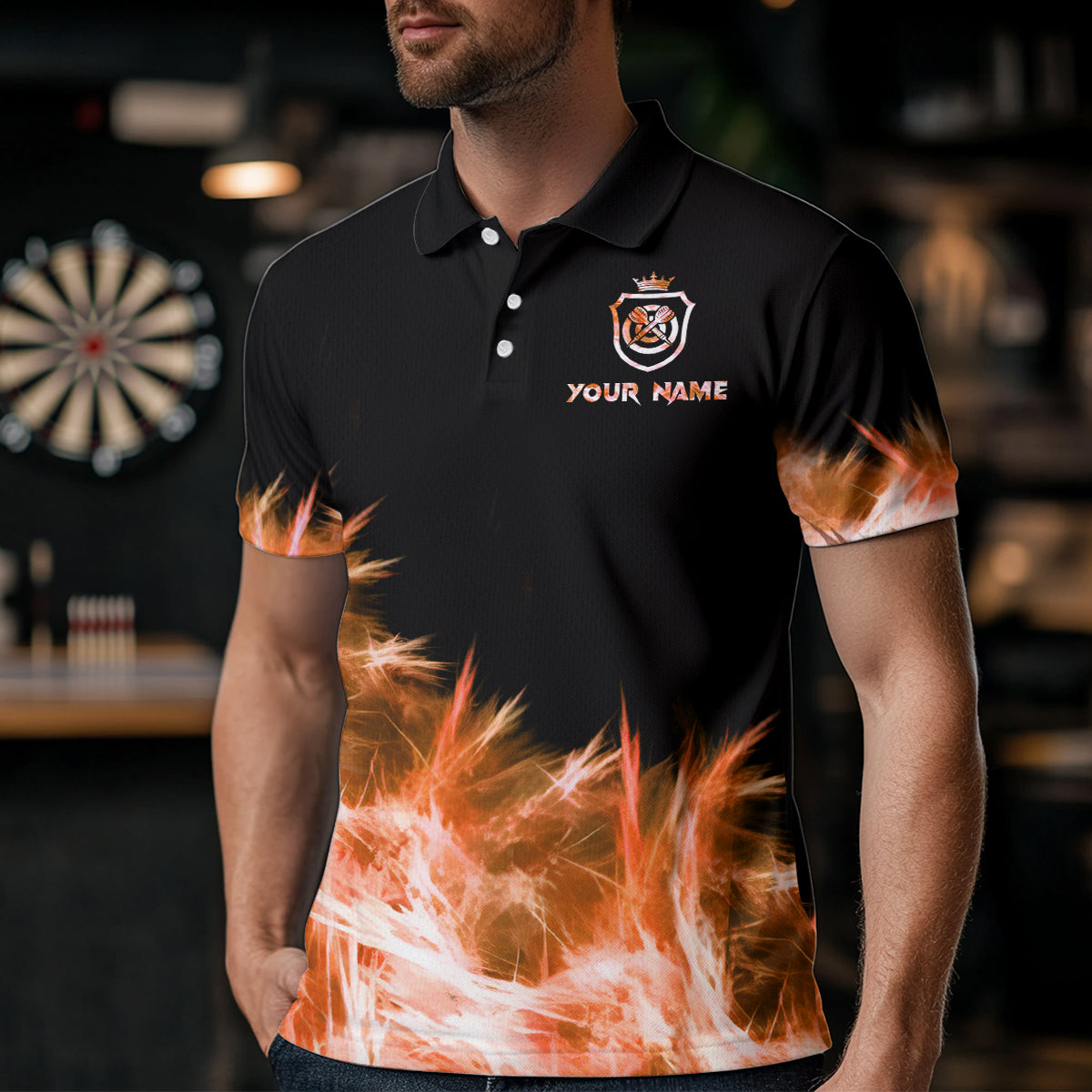 Eisorange Licht Herren Darts Polo & Viertelreißverschluss Shirts Maßgeschneiderte Dartshirts Team Darts Trikots TDM2978