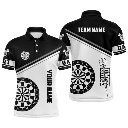 Individuelles Dartbrett Schwarz Weiß Herren Poloshirt, Dart Team Uniform Shirts, Darttrikot TDM1246