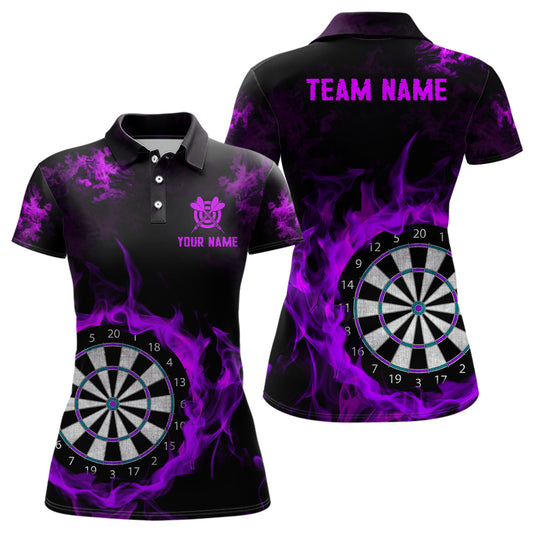 Individuelles Feuerflamme Lila Dartbrett Herren Poloshirt, Team Dart Shirt TDM2032