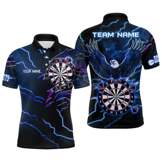 Individuelles Donner-Blitz-Adler-blaues Dart-Poloshirt für Herren, Darttrikot TDM3580