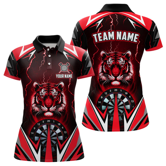 Individuelles Tiger Donner Blitz Rotes Dart Poloshirt für Damen, Dart Trikot TDM2779