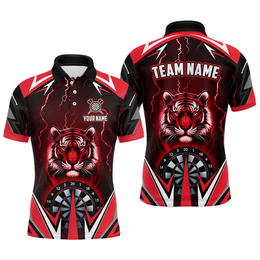 Individuelles Tiger-Thunder-Lightning-rotes Dart-Poloshirt für Herren, Darttrikot TDM2779