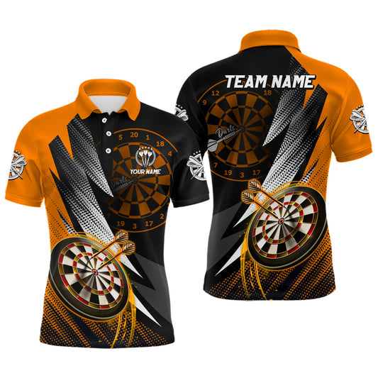 Individuelles orange-schwarzes Dart-Poloshirt für Herren, Darttrikot TDM3015