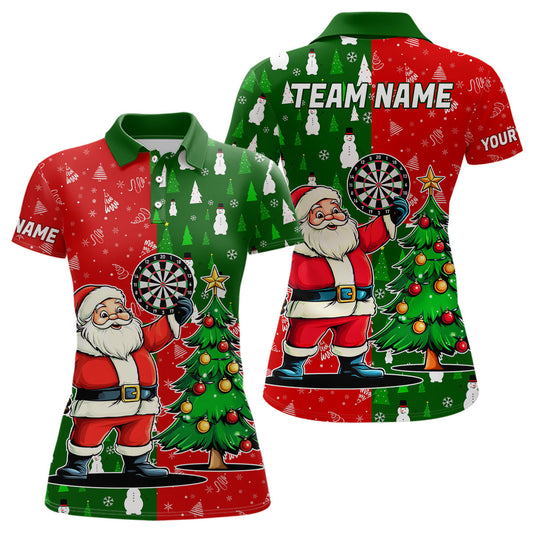 Individuelles Rotes und Grünes Dart Santa Weihnachten Dart Poloshirt für Damen, Lustiges Xmas Dart Trikot TDM3021
