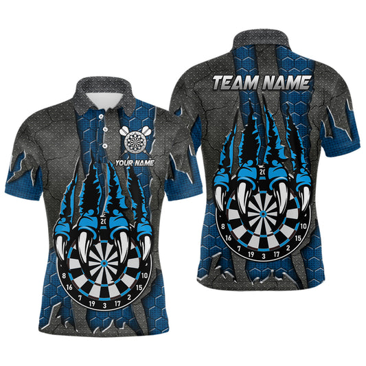 Individuelles blaues Klauen-Dartbrett-Dart-Poloshirt für Herren, Dart-Liga-Darttrikot TDM3054