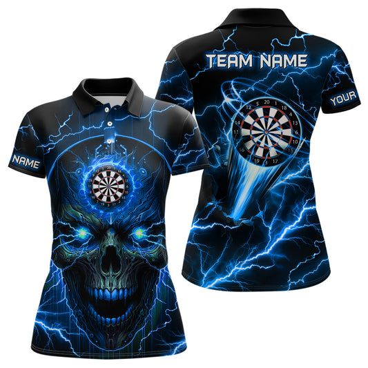 Individuelles Blaues Dart Totenschädel Dart Poloshirt Für Herren, Dart Teamtrikot TDM1511