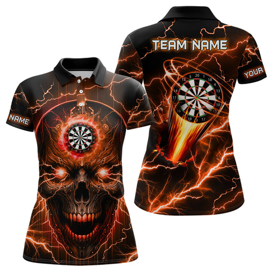 Individuelles Oranges Dart Totenschädel Dart Poloshirt Für Herren, Dart Teamtrikot TDM1512