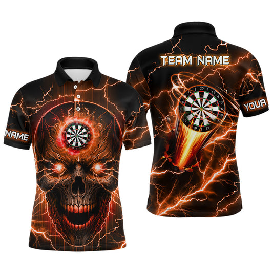 Individuelles Oranges Dart Totenschädel Dart Poloshirt Für Herren, Dart Teamtrikot TDM1512