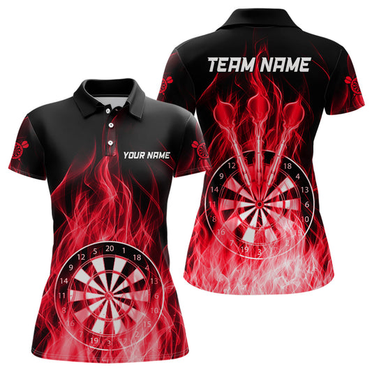 Rote Feuerflamme Dartbrett Darts-Poloshirt für Damen, Individuelle Dart-Trikots TDM3298