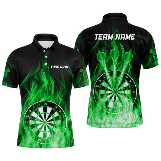 Feuerflamme Dartboard 3D Darts Polo & Viertelreißverschluss Maßgeschneiderte Herren Dartshirts Darttrikots |Grün TDM3300