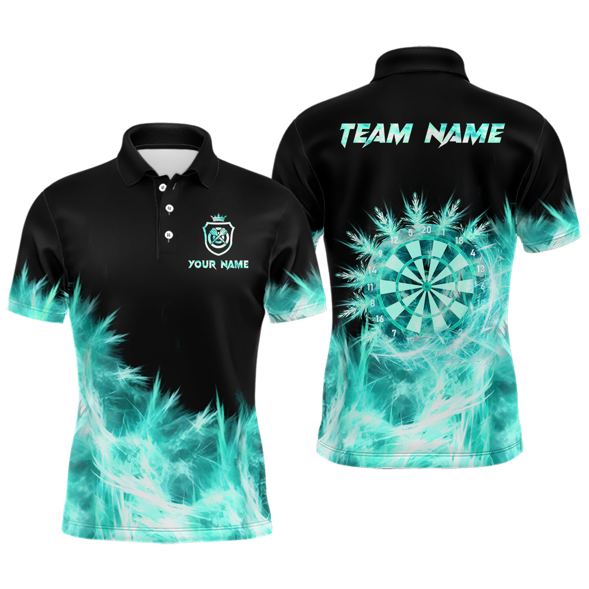 Eisiges Türkis Herren Darts Polo & Zip-Shirts – Individuelle Dartshirts für Teams TDM2577