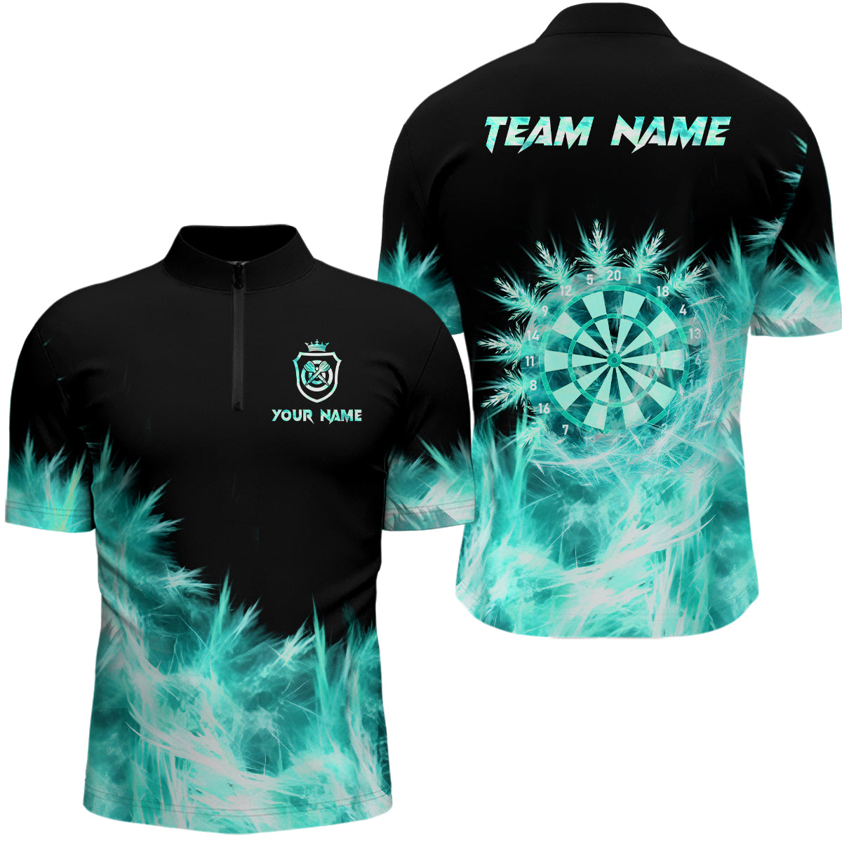 Eisiges Türkis Herren Darts Polo & Zip-Shirts – Individuelle Dartshirts für Teams TDM2577