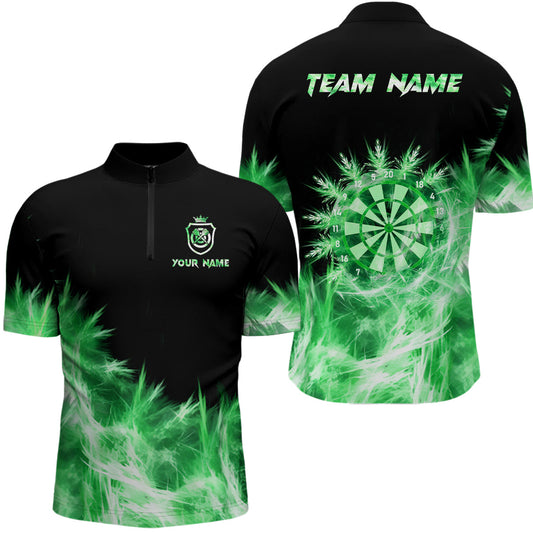 Individuelles Eisgrünes Licht Herren Shirt mit Viertelreißverschluss, Dart Team Trikot TDM2578
