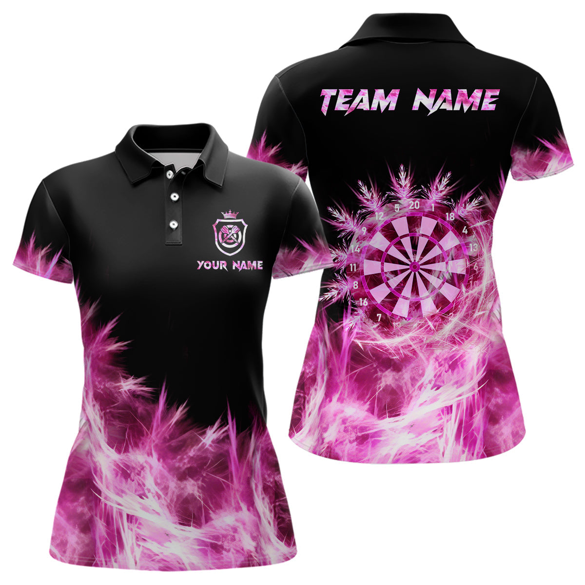 Eisrosa Damen-Polo & 1/4-Reißverschluss, personalisiertes Dart-Teamshirt & Trikot TDM2579