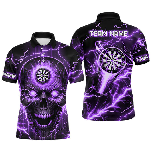 Individuelles Lila Dart Totenkopf Dart Poloshirt für Herren, Blitz Donner Dart Trikot TDM2839