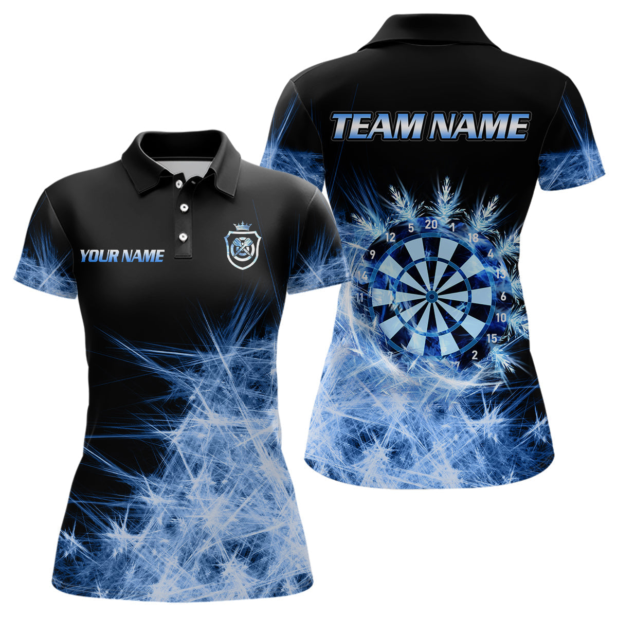 Blau Eis Licht Damen-Dartpolo & 1/4 Reißverschlussshirts, personalisierte Dart-Teamshirts TDM3320