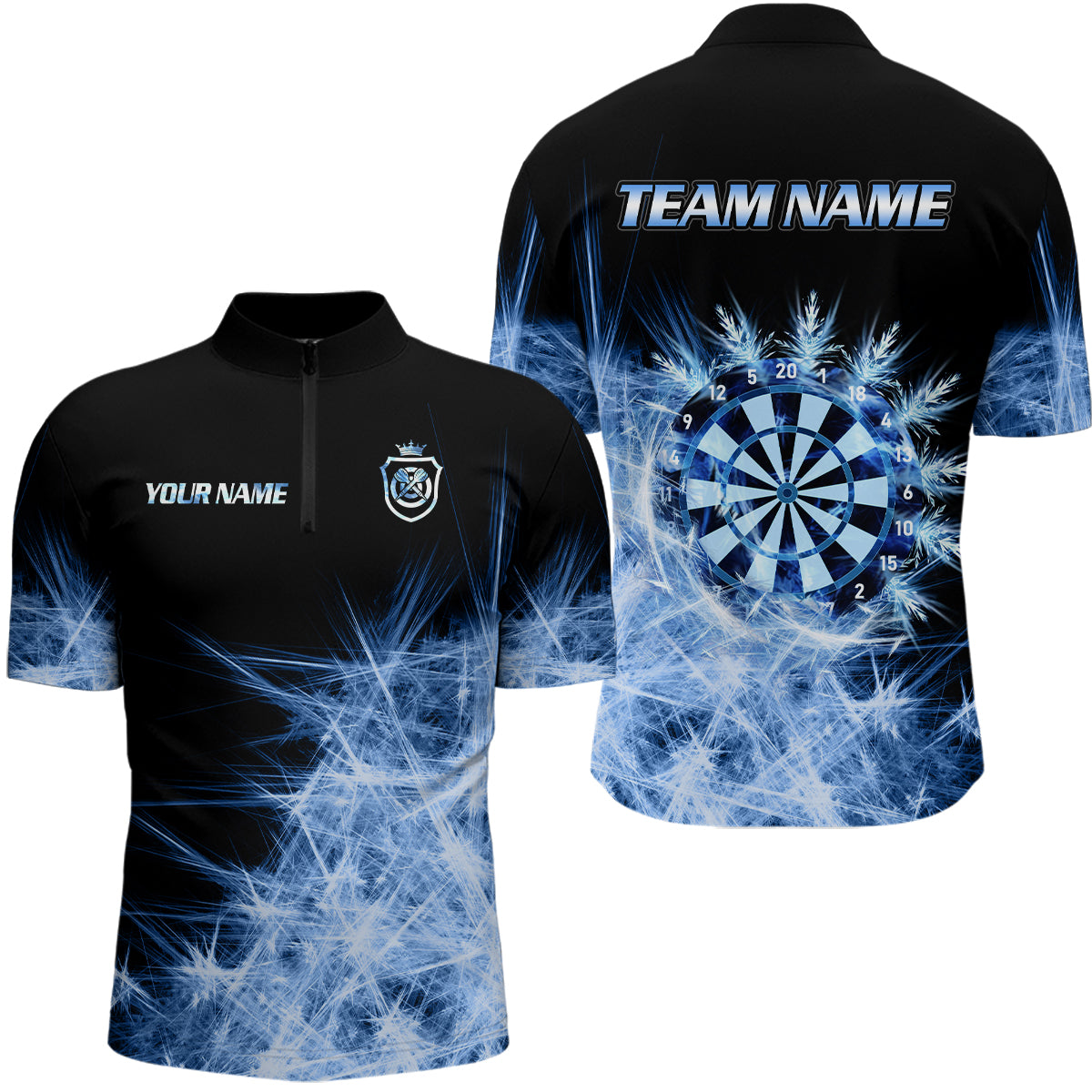 Blau Eisiges Licht Herren Darts Polo & Viertelreißverschluss Shirts Maßgeschneiderte Dartshirts Darts Trikots TDM3320