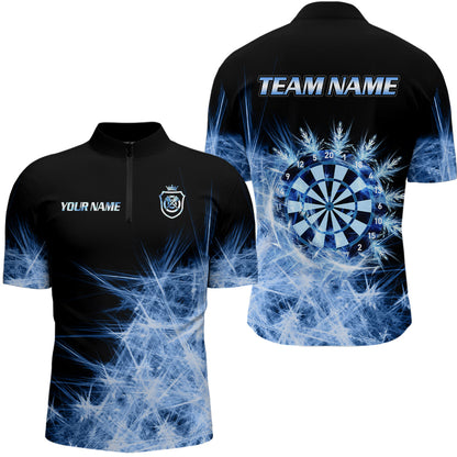 Blau Eisiges Licht Herren Darts Polo & Viertelreißverschluss Shirts Maßgeschneiderte Dartshirts Darts Trikots TDM3320