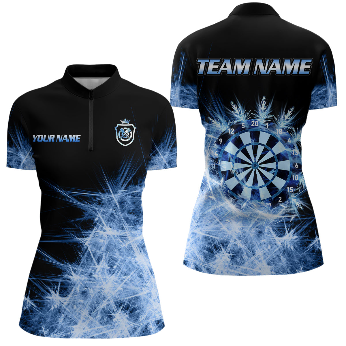 Blau Eis Licht Damen-Dartpolo & 1/4 Reißverschlussshirts, personalisierte Dart-Teamshirts TDM3320