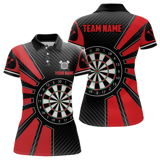 Individuelles Schwarzes Rotes Dartbrett Herren Poloshirt, Einzigartige Dart Teamtrikots TDM1339
