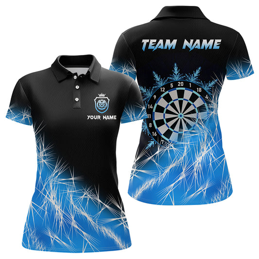 Individuelles Blaues Eislicht-Dart-Poloshirt für Damen – Team Dart Trikots TDM3799