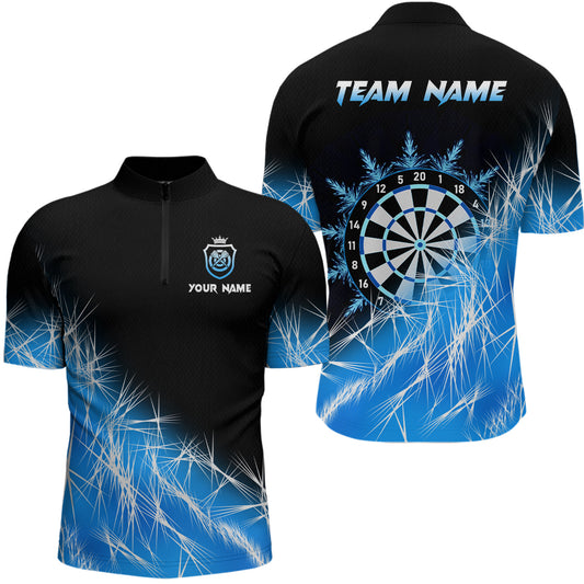 Individuelles Blau Icy Lights Dart Viertelreißverschluss Herren Shirt – Team Dart Trikots TDM3799