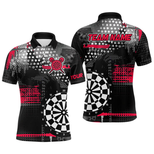Individuelles Grunge-Poloshirt mit Punktmuster für Herren, Dart-Teamtrikot in Rot TDM3337