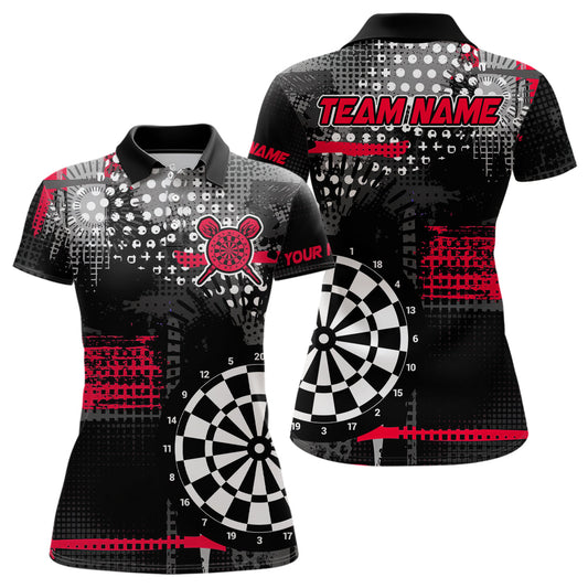 Individuelles Grunge Poloshirt mit gepunktetem Muster für Damen, Dart-Trikot Team-Uniform Rot TDM3337