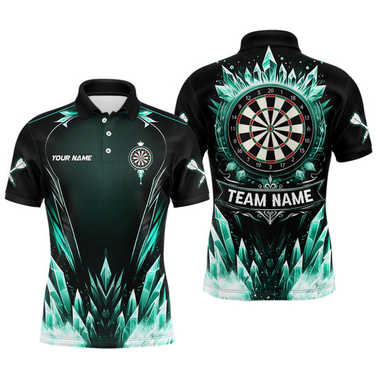 Individuelles türkisfarbenes eisiges Dartbrett-Dart-Poloshirt für Herren, Team-Darttrikot TDM3670