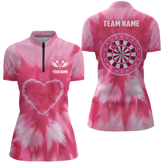 Individuelles pinkes Batik Dartboard Dart Shirt für Damen, Darttrikot, Geschenk für Dartliebhaber TDM1580
