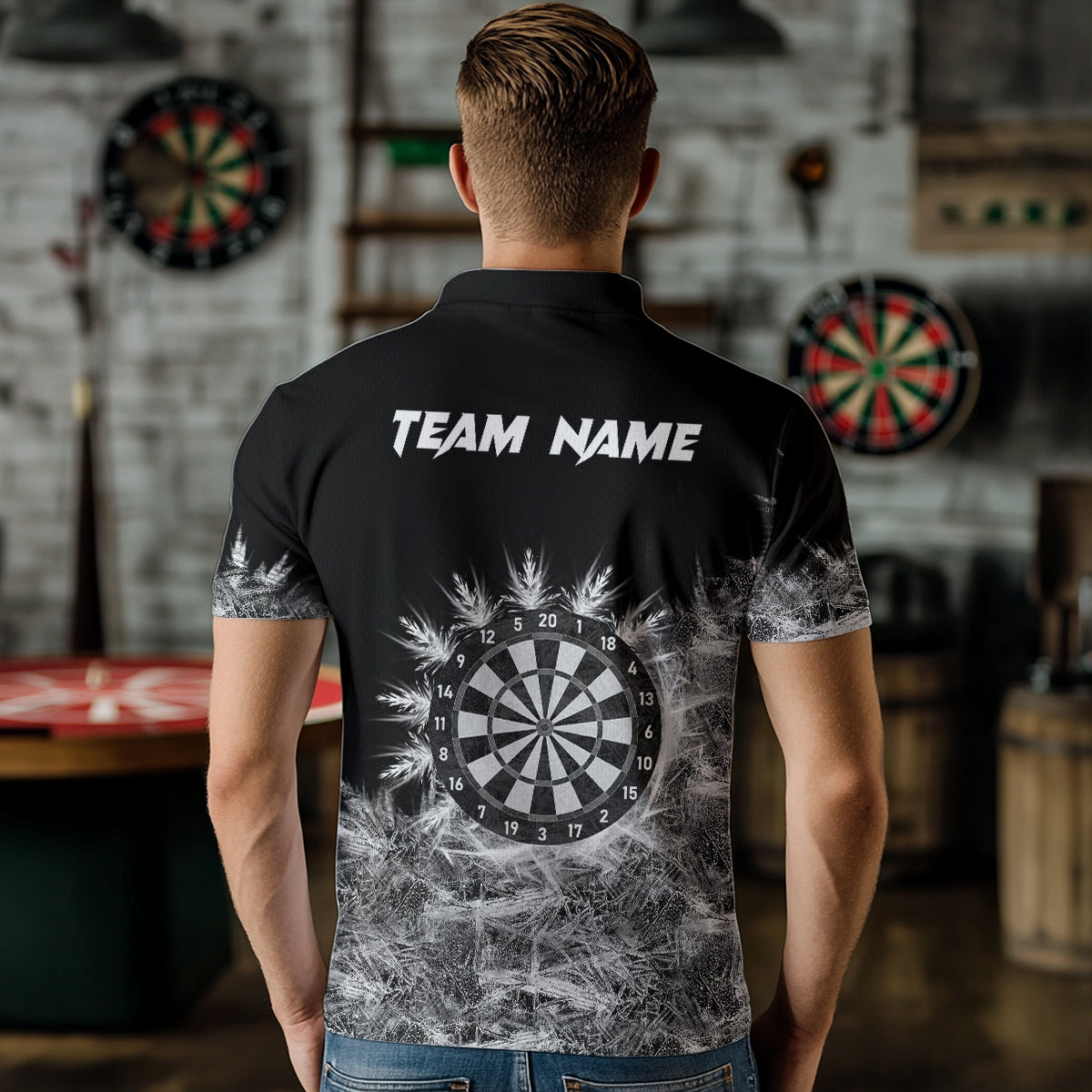 Eisgraues Licht Herren Darts Polo & Viertelreißverschluss Shirt Maßgeschneiderte Dartshirts Für Team Darts Trikots TDM3376