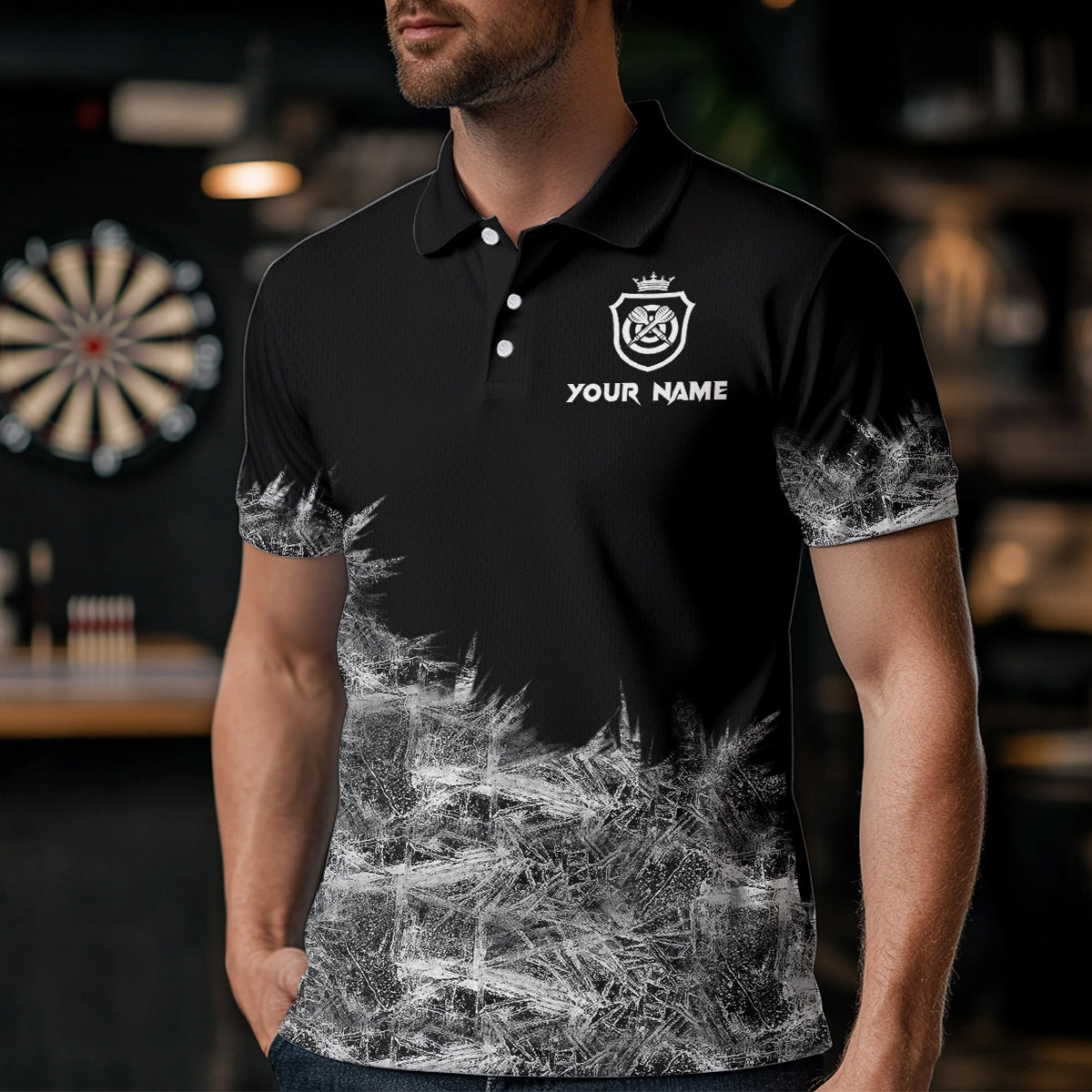 Eisgraues Licht Herren Darts Polo & Viertelreißverschluss Shirt Maßgeschneiderte Dartshirts Für Team Darts Trikots TDM3376