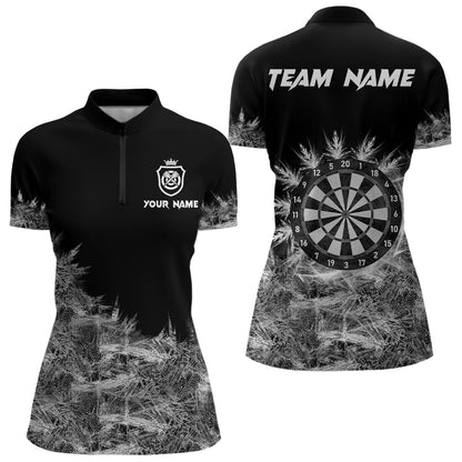 Eisgrau Hell Damen-Dartpolo & 1/4 Reißverschlussshirts, personalisierte Dartshirts für Teams TDM3376