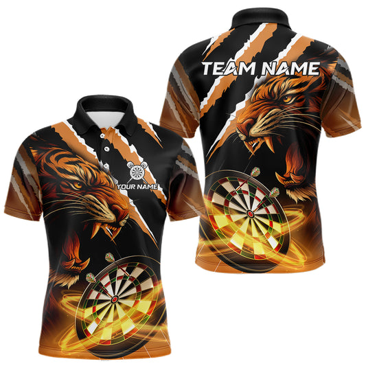Schwarzes Und Oranges Tiger-Dartshirt Für Herren – Teamtrikot Polo & Quarter Zip TDM4568