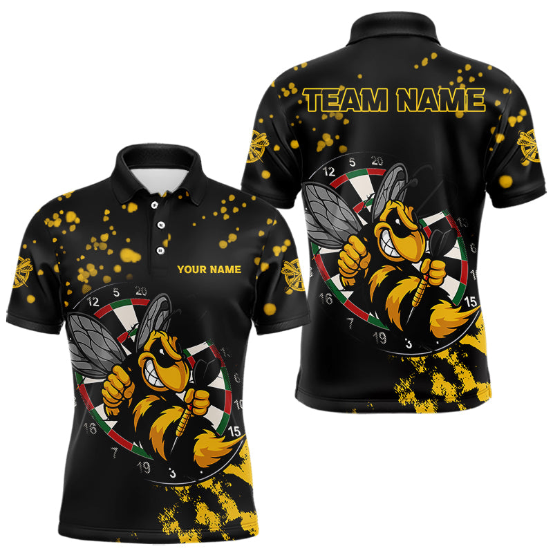 Personalisiertes Gelb-Schwarzes Lustiges Bienen-Dartshirt Für Herren – Custom Darttrikot TDM4294