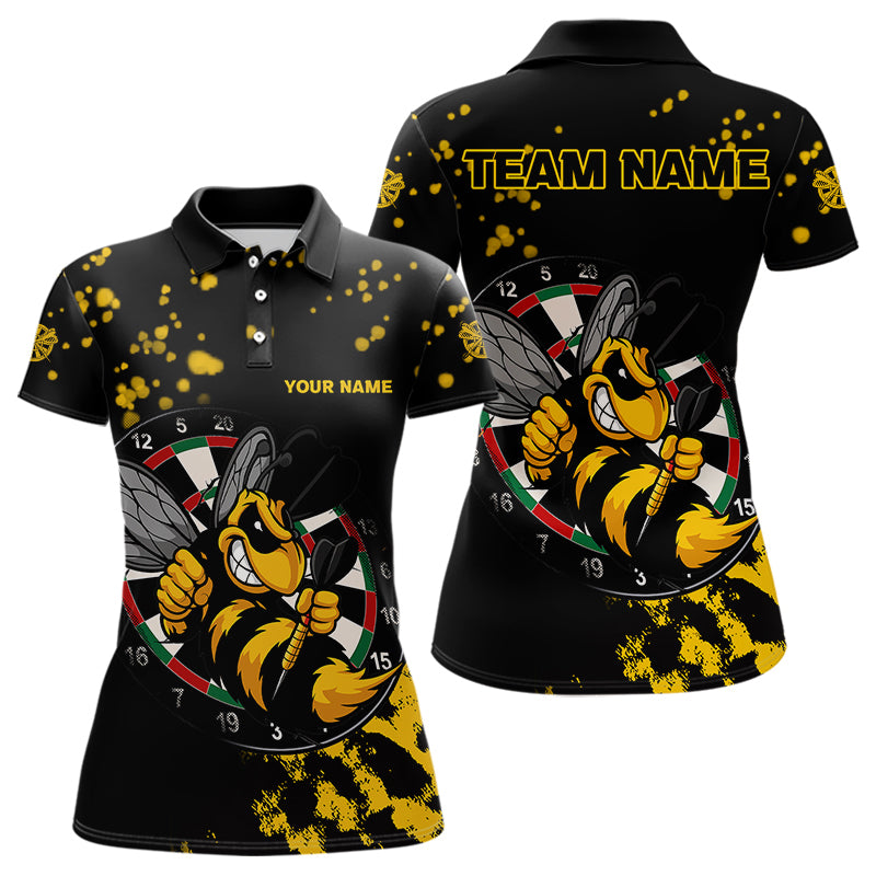 Personalisiertes Gelb-Schwarzes Lustiges Bienen-Dartshirt Für Damen – Custom Darttrikot TDM4294
