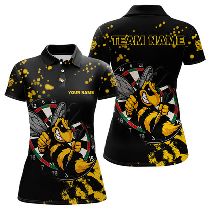 Personalisiertes Gelb-Schwarzes Lustiges Bienen-Dartshirt Für Damen – Custom Darttrikot TDM4294
