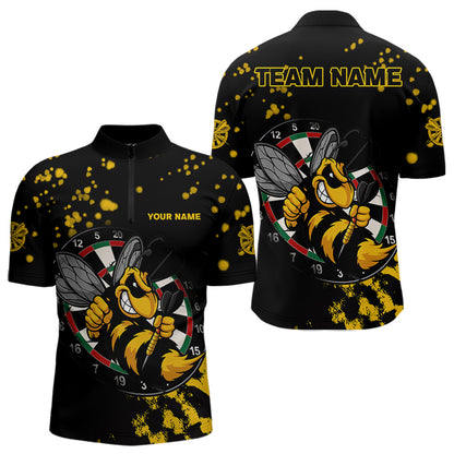 Personalisiertes Gelb-Schwarzes Lustiges Bienen-Dartshirt Für Herren – Custom Darttrikot TDM4294